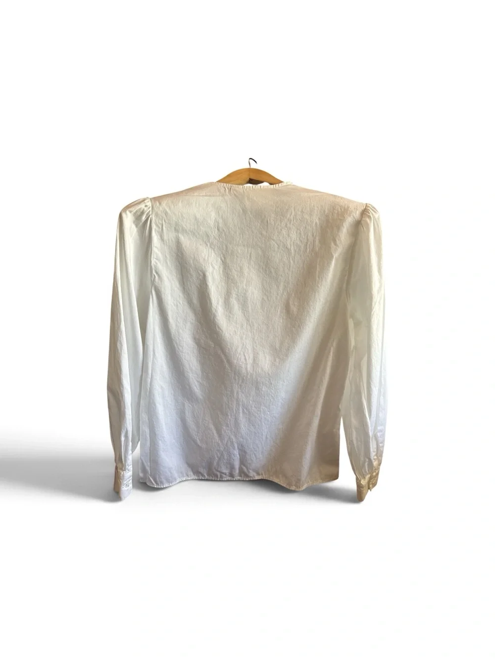 Maeve by Anthropologie White Tie-Neck Ruffle Cotton Blouse Long Sleeve Shirt